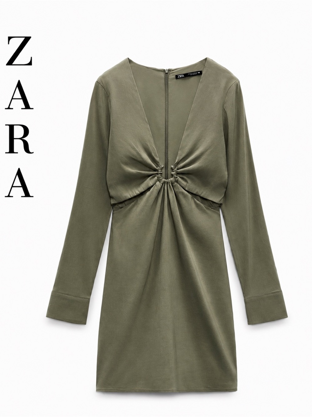 Zara Sage Green Cut-Out Mini Dress | Size M